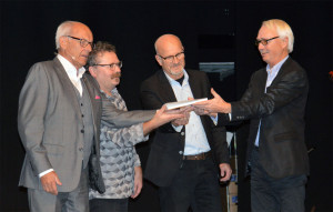 Gubbarna bakom 100 sånger från Gotland i boksläppet, Tommy Wahlgren, Örjan Klintberg, Bertil Wessman och Gunnar Pettersson.